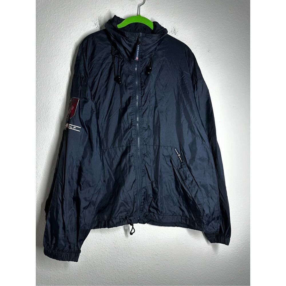 Chaps Ralph Lauren Golf Windbreaker Jacket Mens Size Large Navy Blue Full Zip
